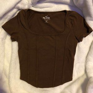 Hollister Baby Tee Brown top